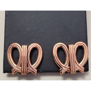 Vintage RENOIR Signed Copper Twist Clip On Earrings 1"